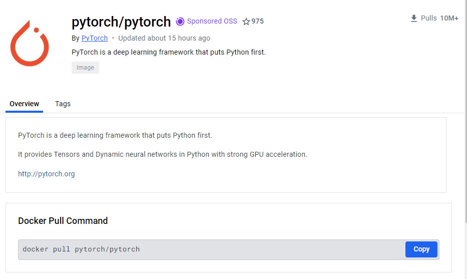 DockerHub 上的PyTorch镜像